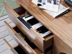 Walnut desk with chromed steel base