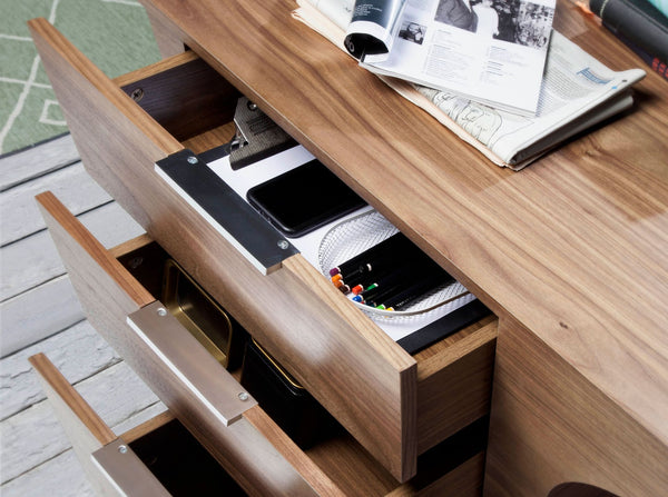 Walnut desk with chromed steel base