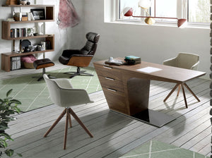 Walnut desk with chromed steel base