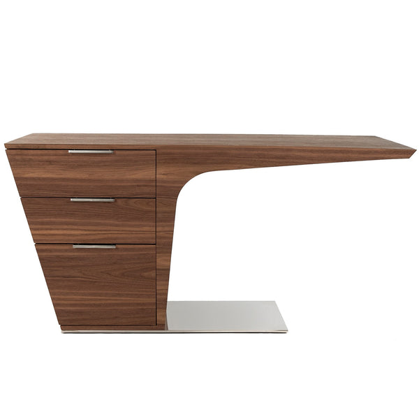 Walnut desk with chromed steel base