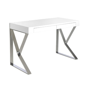 White wood and chromed steel desk