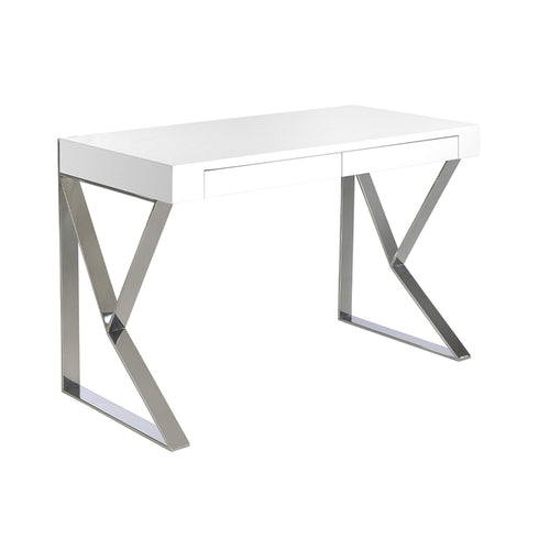White wood and chromed steel desk