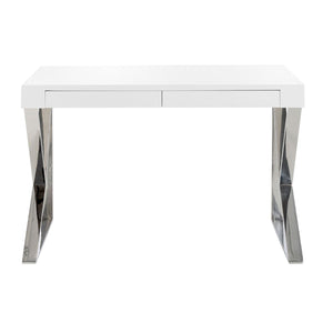White wood and chromed steel desk
