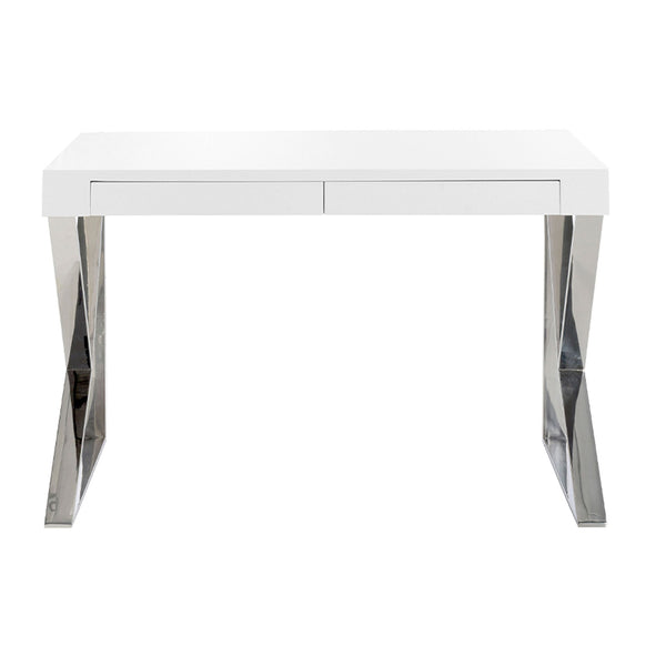 White wood and chromed steel desk