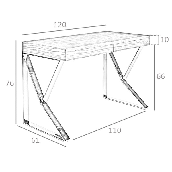 White wood and chromed steel desk