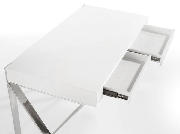 White wood and chromed steel desk