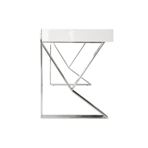 White wood and chromed steel desk
