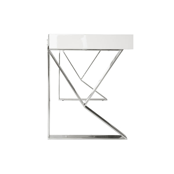 White wood and chromed steel desk