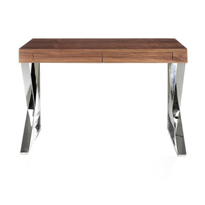 Desk in walnut and chromed steel