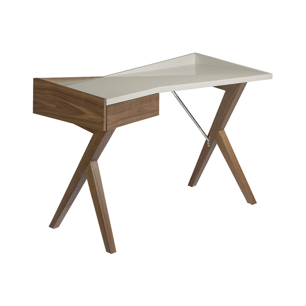 Walnut desk with gray wood top