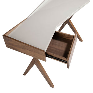 Walnut desk with gray wood top