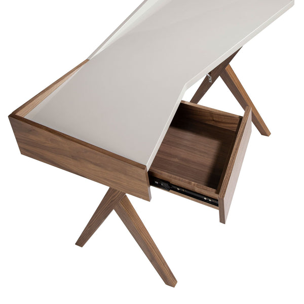 Walnut desk with gray wood top