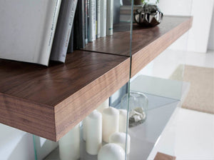 Walnut and glass shelf
