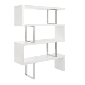 White and steel shelves