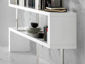 White and steel shelves