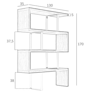 White and steel shelves