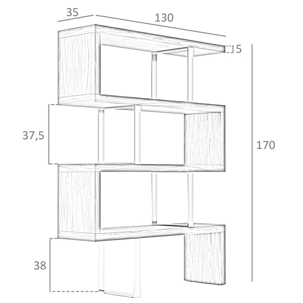 White and steel shelves