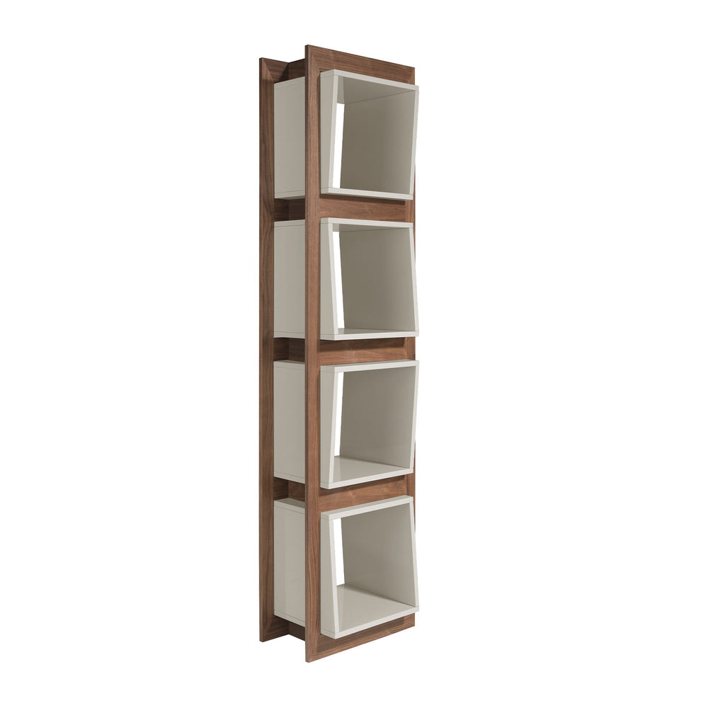 Cube-shaped shelf in walnut