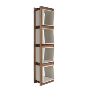 Cube-shaped shelf in walnut
