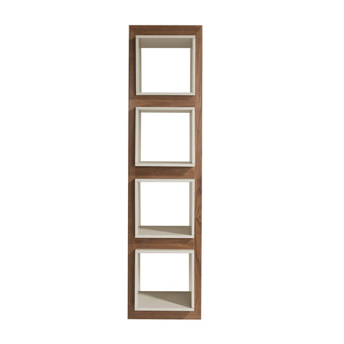 Cube-shaped shelf in walnut