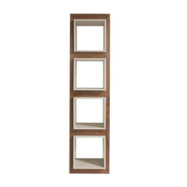 Cube-shaped shelf in walnut