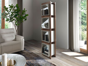 Cube-shaped shelf in walnut