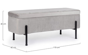 2-Seater Storage Bench 110 cm – Light Grey Modern Seating