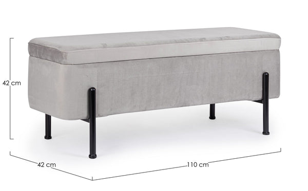 2-Seater Storage Bench 110 cm – Light Grey Modern Seating