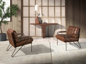 Rectangular walnut console with chromed steel base