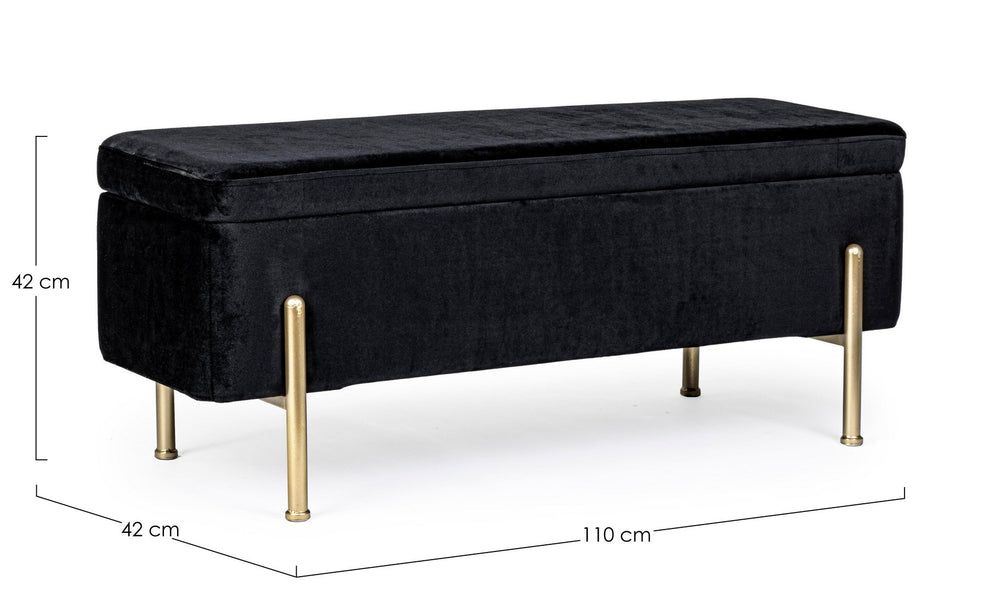 2-Seater Storage Bench 110 cm – Black Modern Seating