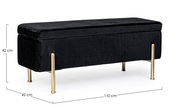 2-Seater Storage Bench 110 cm – Black Modern Seating
