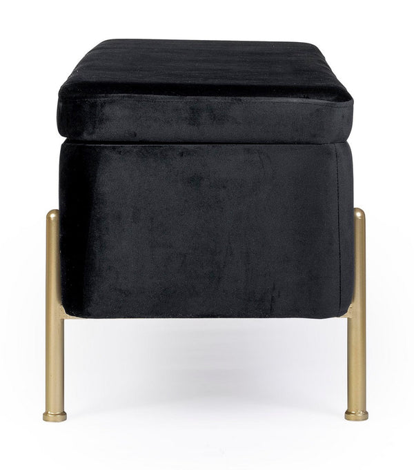 2-Seater Storage Bench 110 cm – Black Modern Seating