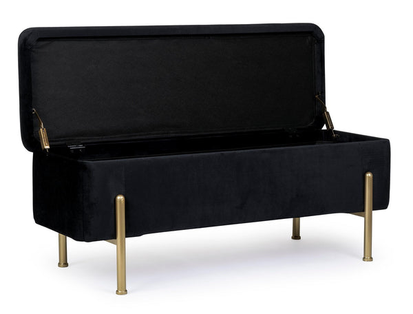 2-Seater Storage Bench 110 cm – Black Modern Seating