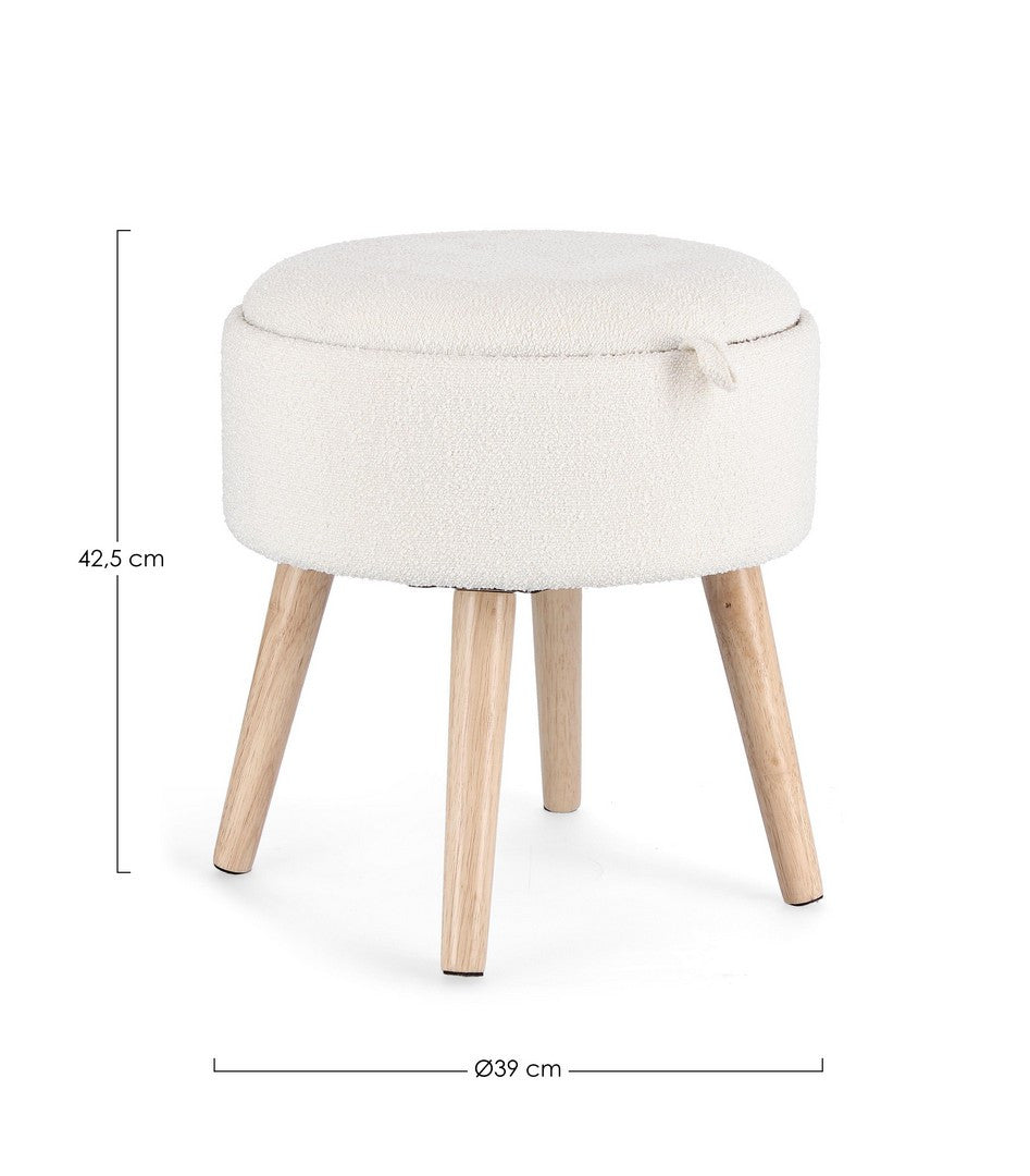 Storage Stool 42.5 cm – White Modern Seating with Hidden Storage