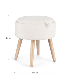 Storage Stool 42.5 cm – White Modern Seating with Hidden Storage