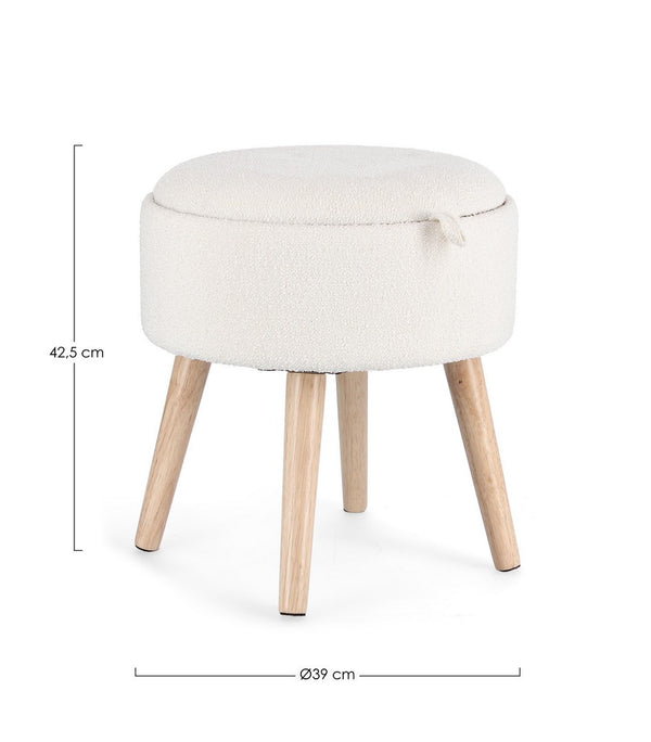 Storage Stool 42.5 cm – White Modern Seating with Hidden Storage