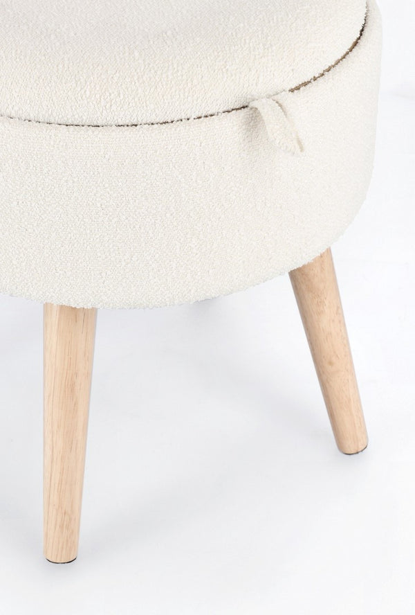 Storage Stool 42.5 cm – White Modern Seating with Hidden Storage