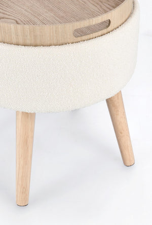Storage Stool 42.5 cm – White Modern Seating with Hidden Storage