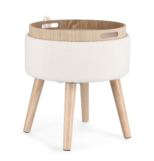 Storage Stool 42.5 cm – White Modern Seating with Hidden Storage