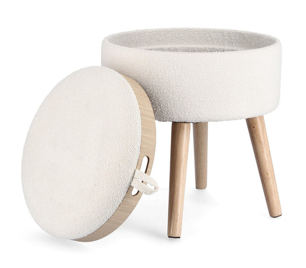 Storage Stool 42.5 cm – White Modern Seating with Hidden Storage