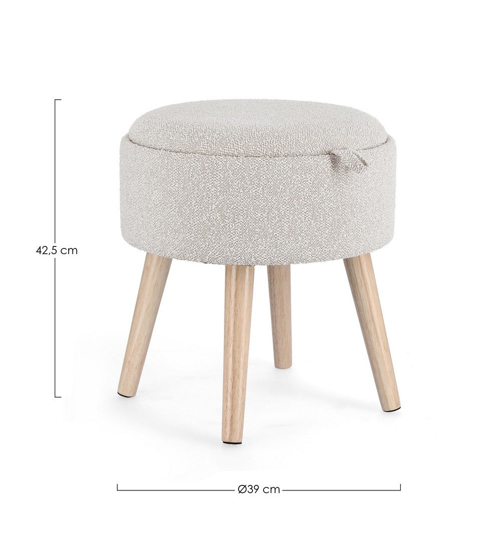 Storage Stool 42.5 cm – Light Grey Modern Seating with Hidden Storage
