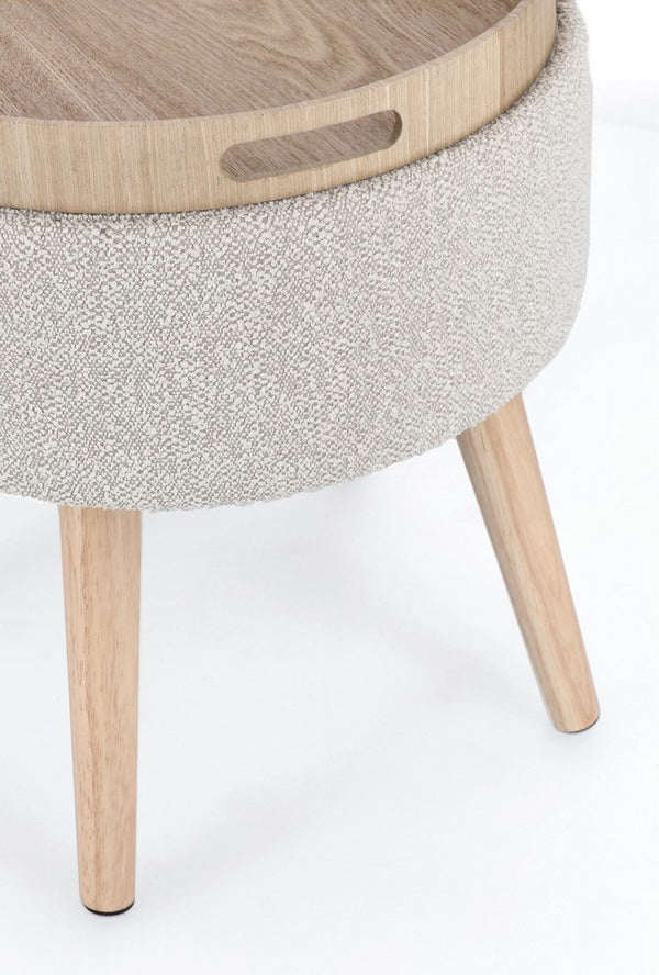 Storage Stool 42.5 cm – Light Grey Modern Seating with Hidden Storage