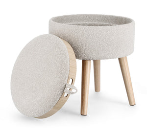 Storage Stool 42.5 cm – Light Grey Modern Seating with Hidden Storage