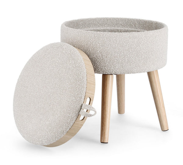 Storage Stool 42.5 cm – Light Grey Modern Seating with Hidden Storage