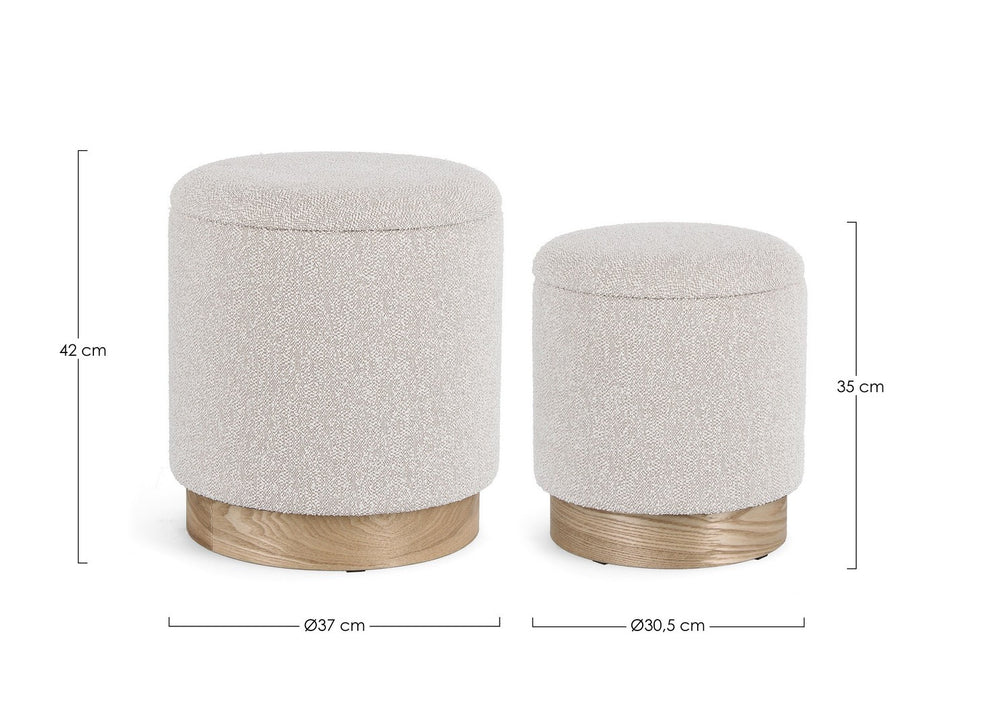Set of 2 Storage Poufs – Light Grey Modern Seating with Hidden Storage
