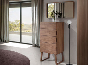 Rectangular walnut wall mirror