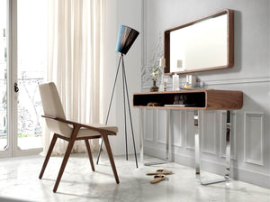 Rectangular walnut wall mirror