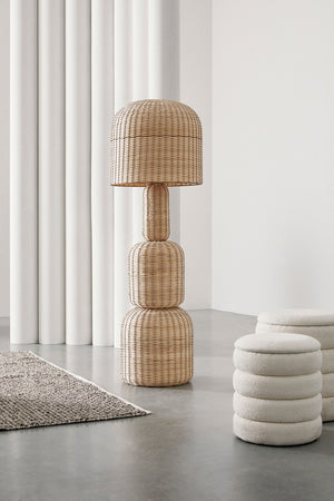 Set of 2 Storage Poufs – White Bouclé Modern Seating