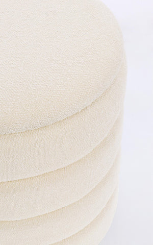 Set of 2 Storage Poufs – White Bouclé Modern Seating