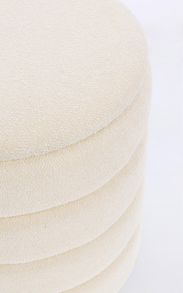 Set of 2 Storage Poufs – White Bouclé Modern Seating